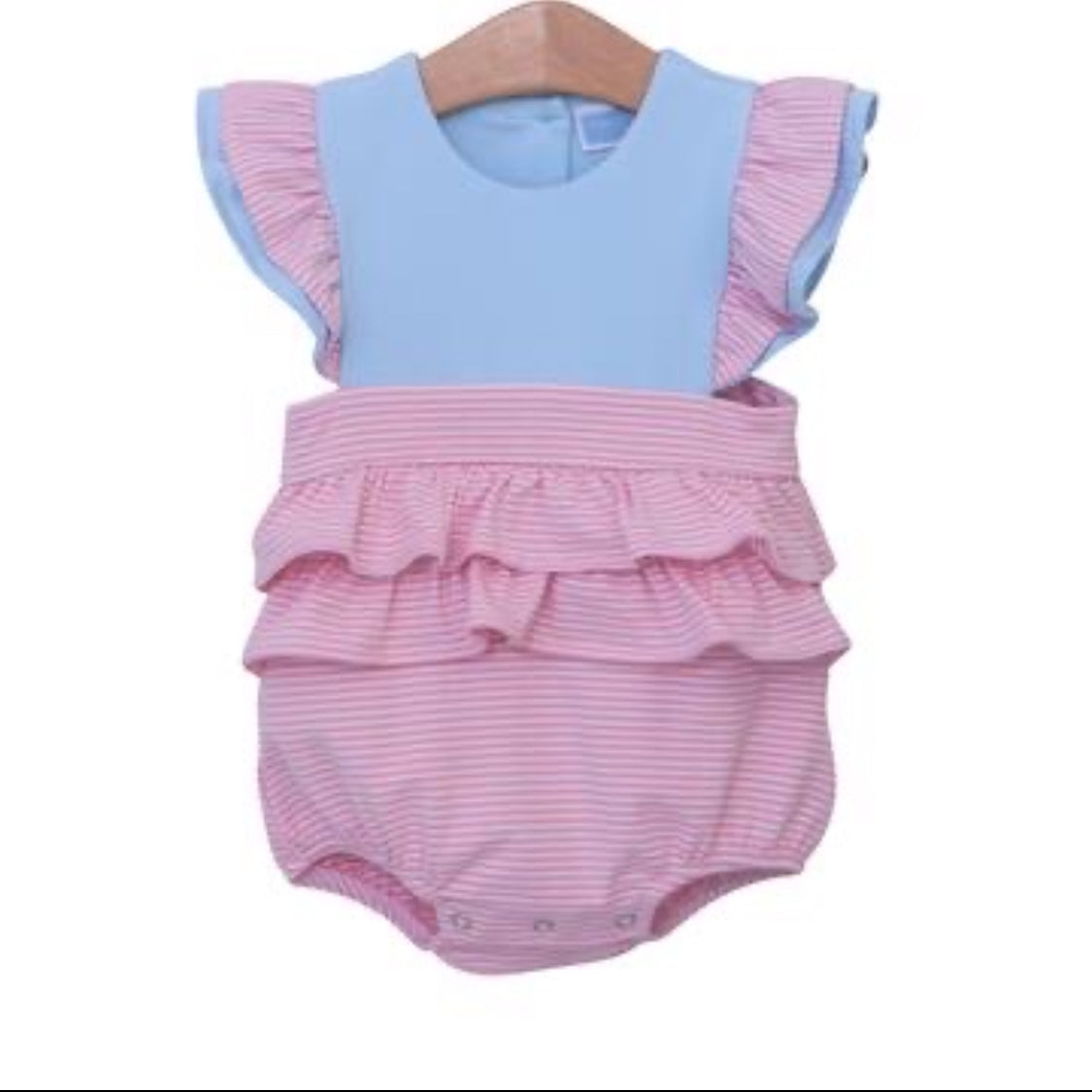 rosie light pink stripe & blue bubble