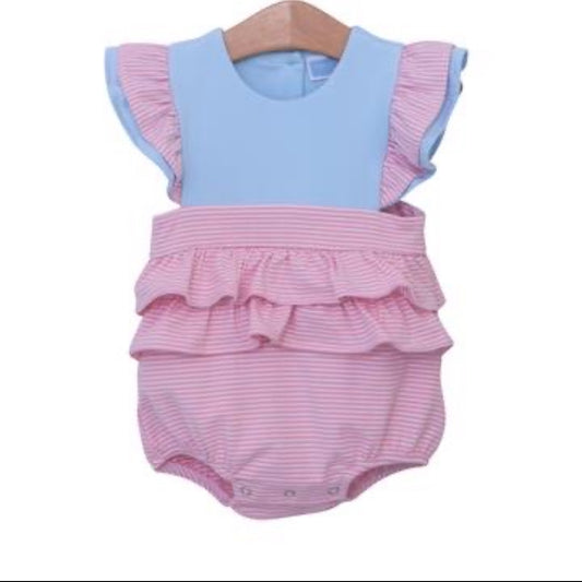 rosie light pink stripe & blue bubble