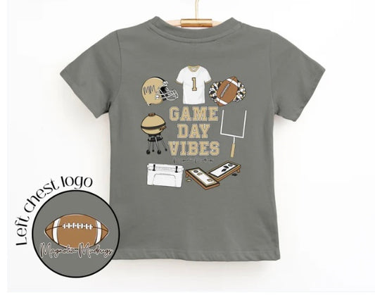 Game Day Vibes Black and Gold Football Shirt