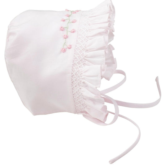 Rose Garden Pink  Smocked Bonnet