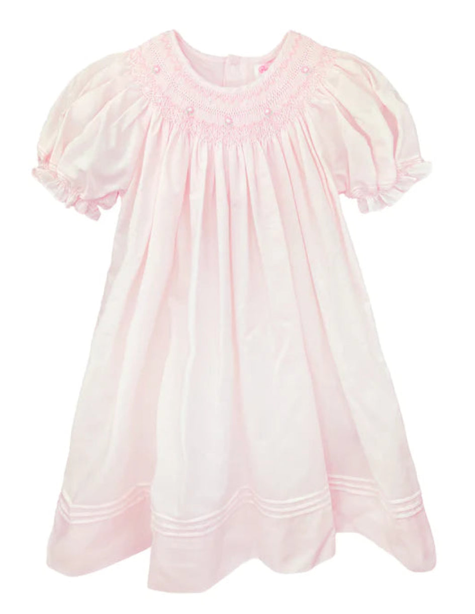 Pink Daygown W Pearls & Pleated Bottom