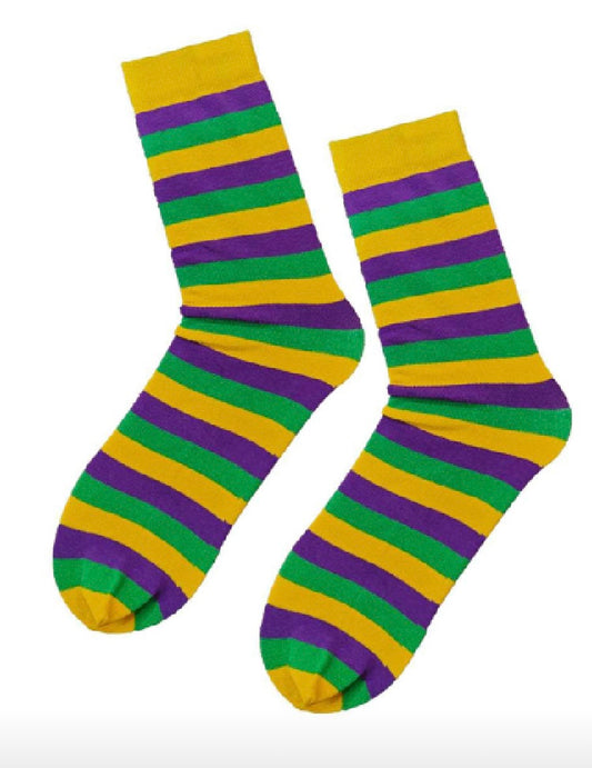 Rugby Mardi Gras Striped Ribbed Socks