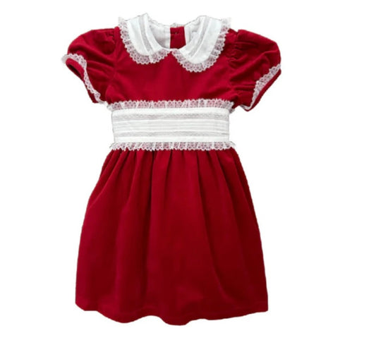Red Velvet Dress With Lace