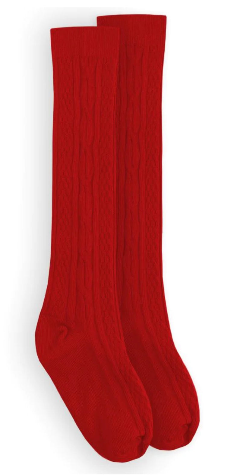 Red cable knit socks