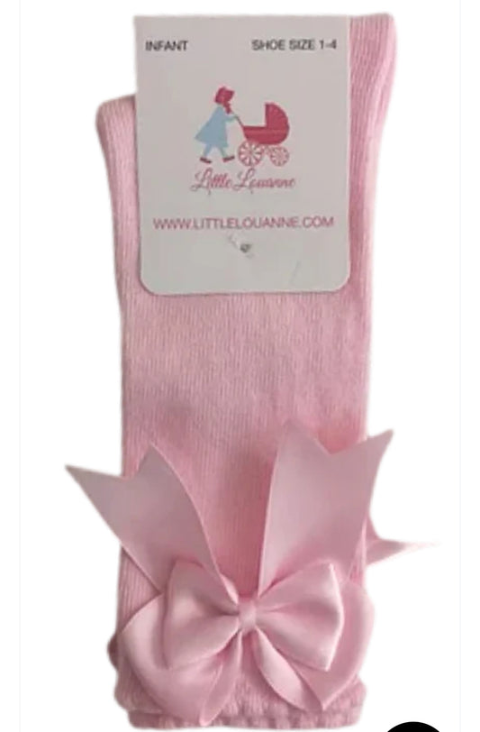 pink bow high knee socks