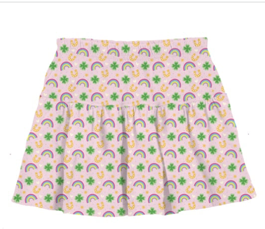 Shimmer Clover Rainbows Gathered Skort