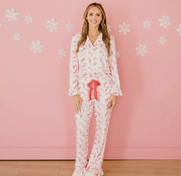 Peppermint Party Christmas Satin Lounge Set - Mommy and Me