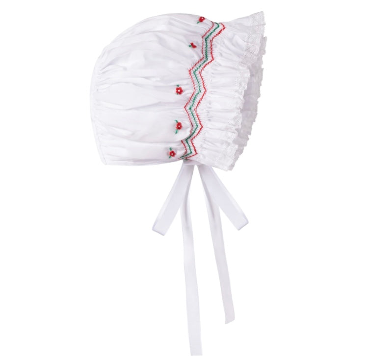 Feltman Holiday Smocked Lace Bonnet