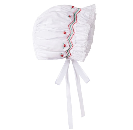 Feltman Holiday Smocked Lace Bonnet