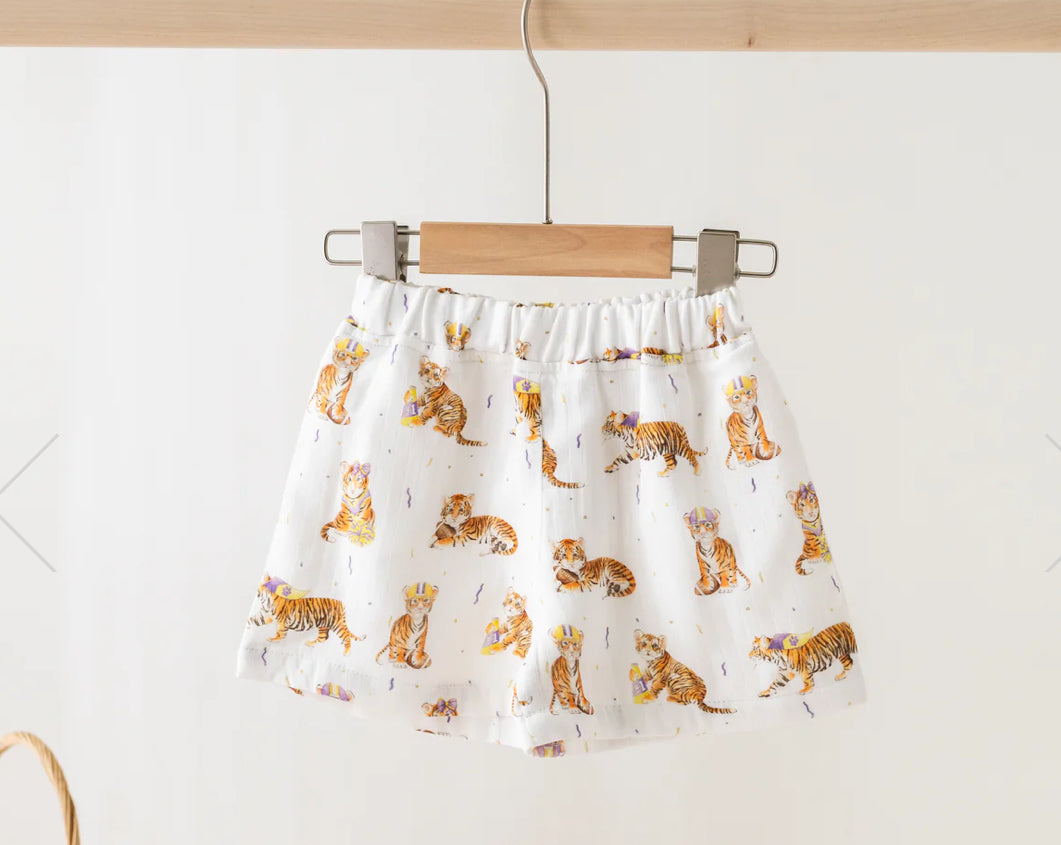 LSU cub muslin shorts