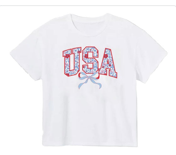 American Floral USA White Boxy Shirt