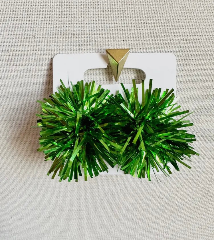 Green Pom Pom earrings