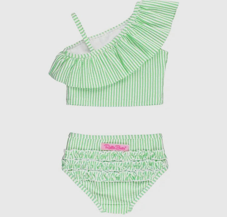 Green seersucker tankini