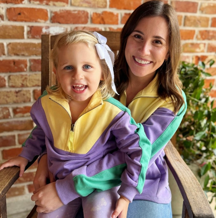 Pastel Mardi Gras 1/4 Zip Sweatshirt Kids and Ladies