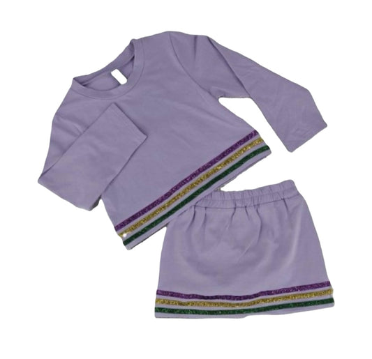 Lavender Sequin Striped Skort Set