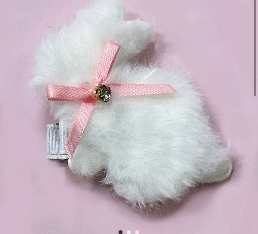 Furry bunny hair clip
