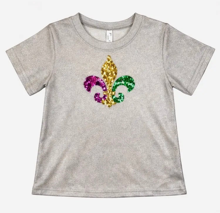 Mardi Gras Champagne Sequin Fleur De Lis Shirt