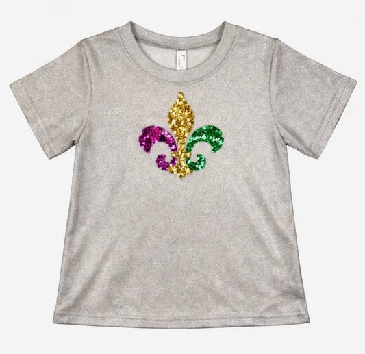Mardi Gras Champagne Sequin Fleur De Lis Shirt