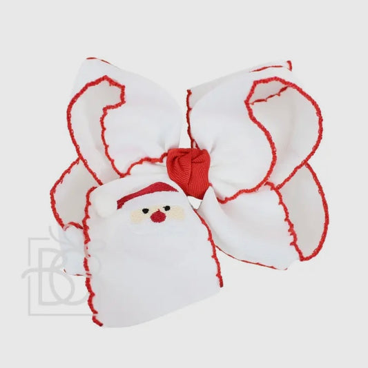 Embroidered Santa Crochet Edge Bow