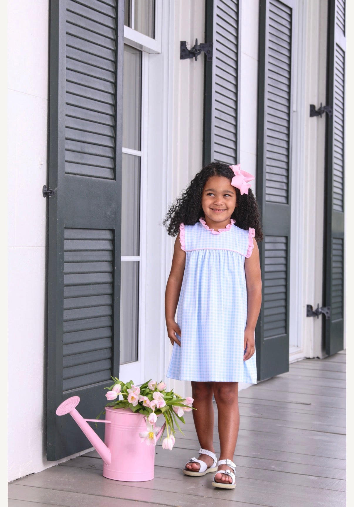 Meredith Light Blue Gingham/Light Pink Dress