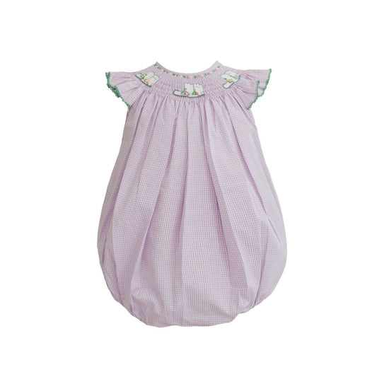 Eloise Purple Gingham Smocked Mardi Gras Marching Boots Bubble and Dress