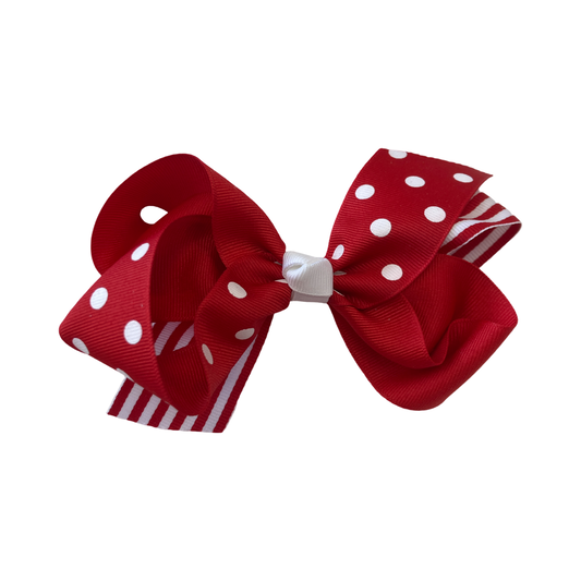 Red Dots and Stripes Christmas Bow
