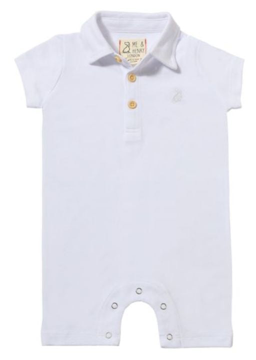 White Pique Polo Romper
