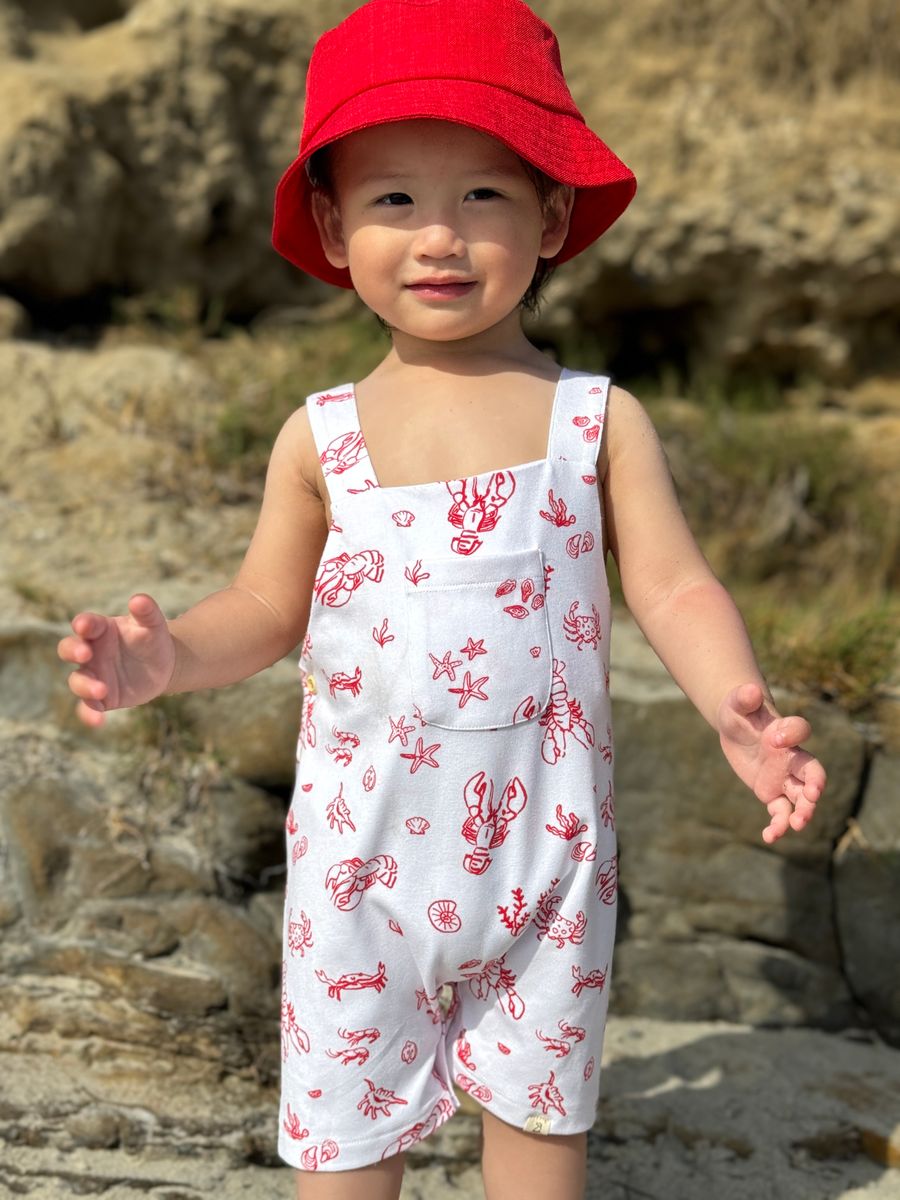 Sea life and Crawfish Printed Overalls