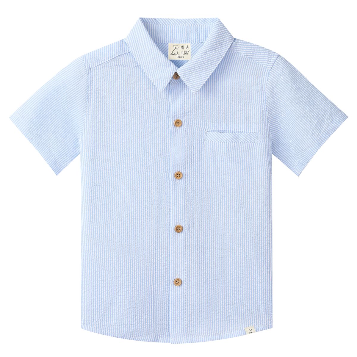 Pale Blue Seersucker Woven Shirt