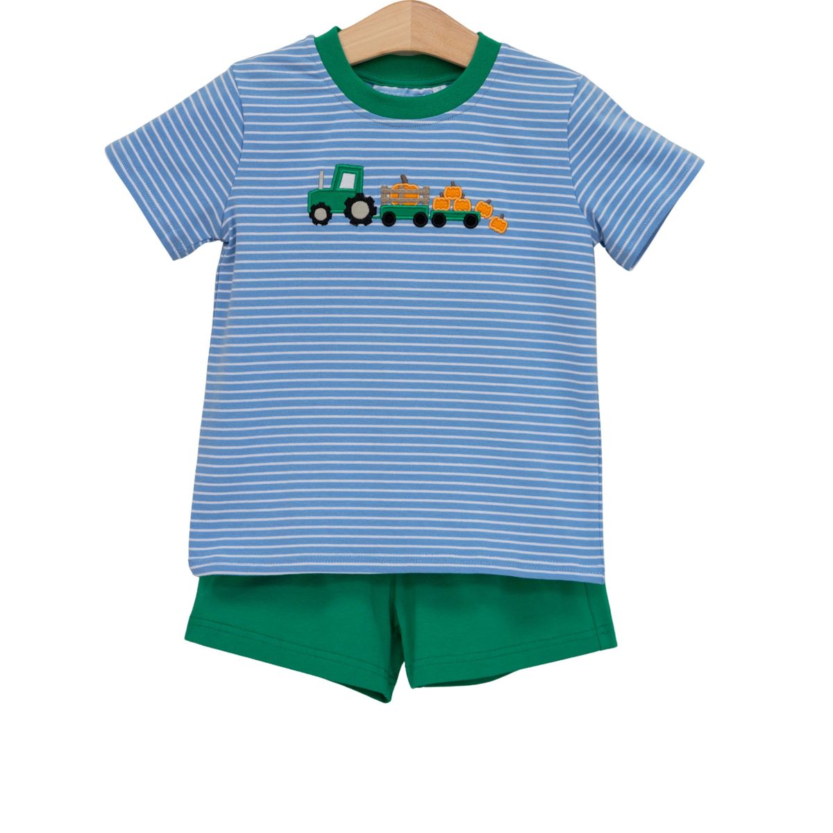 Tractor Trail Pumpkin Shortset