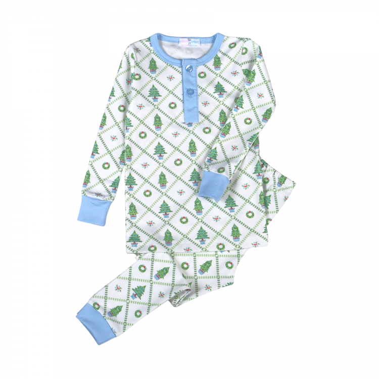 Blue Christmas Trees Pima Pajama