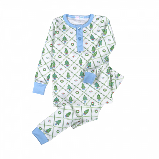 Blue Christmas Trees Pima Pajama