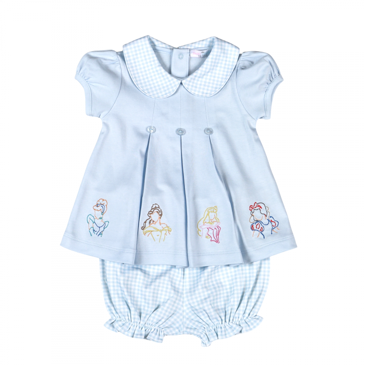 Blue Princesses Pima Collar Bloomer Set