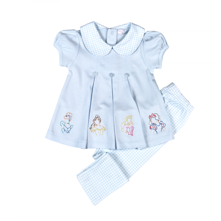 Blue Princesses Pima Scallop Legging Set