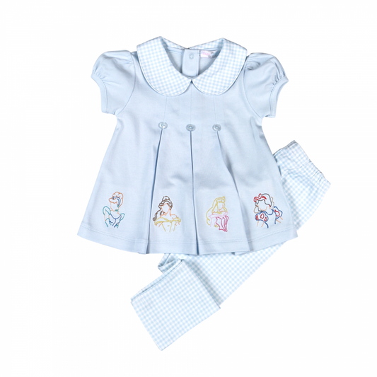 Blue Princesses Pima Scallop Legging Set