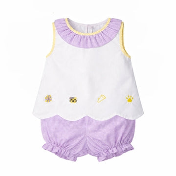 LSU Embroidery Tigers Scalloped Bloomer Set