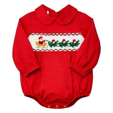 Cajun Corduroy Santa Smocked Bubble