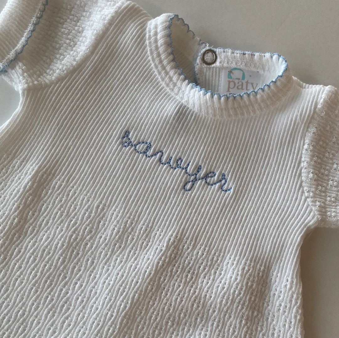Paty Knit Bubble Blue Trim