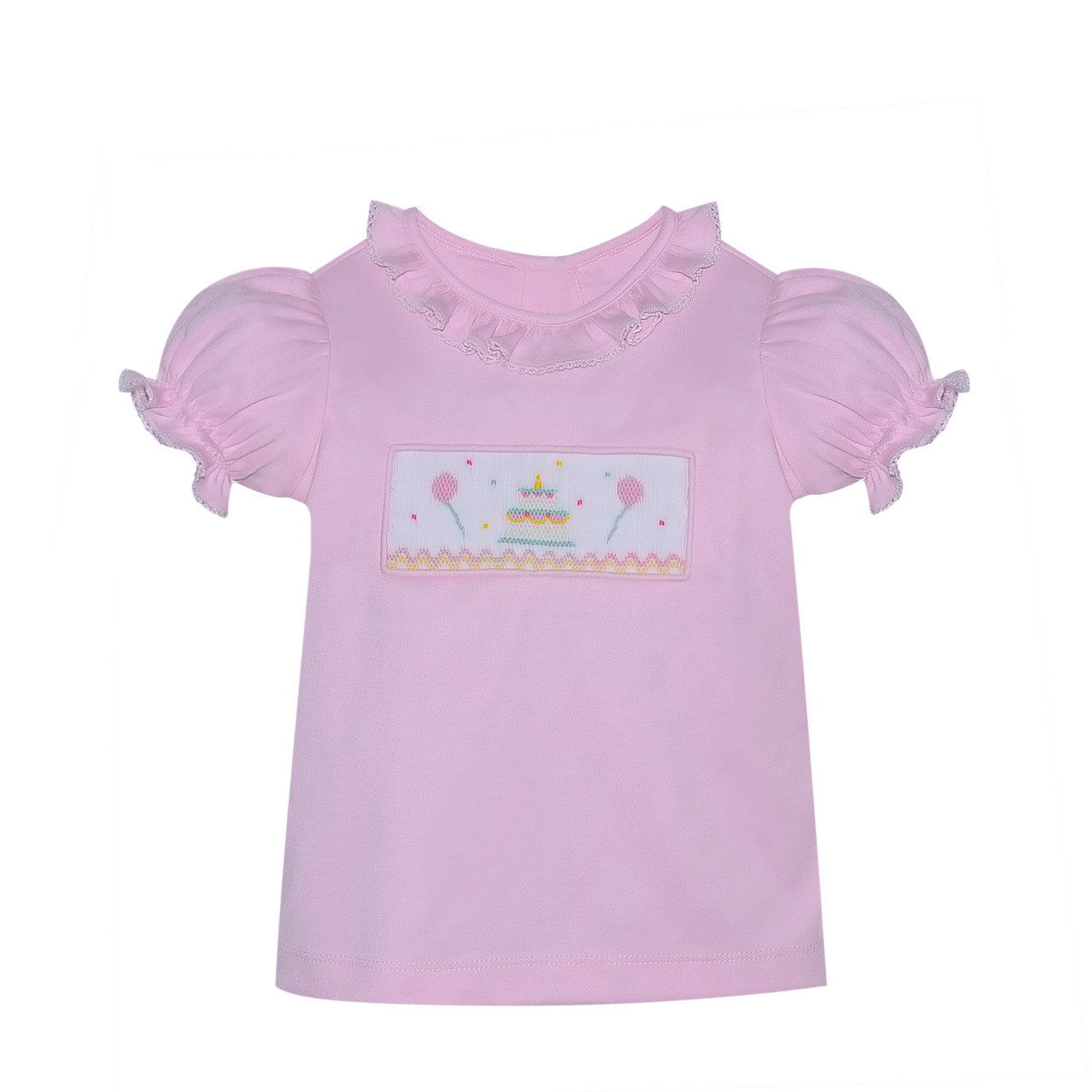 Pink smocked birthday shirt