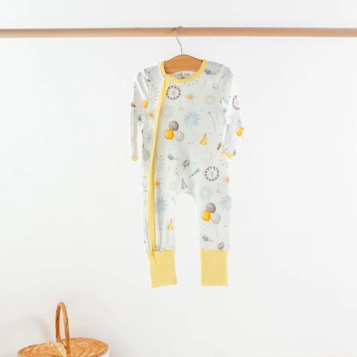 Happy New Year organic cotton zip up pajama