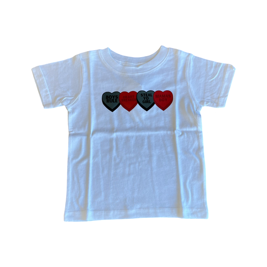 Boys Rule Hearts Valentine's Day Graphic SHORT SLEEVE shirt