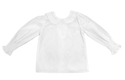 Long Sleeve Lace Peter Pan Collared Tie Back Blouse