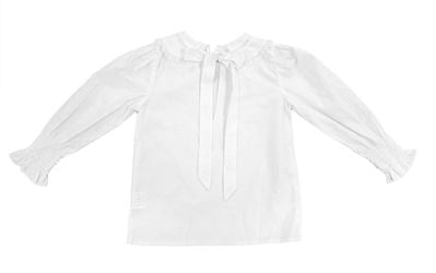 Long Sleeve Lace Peter Pan Collared Tie Back Blouse