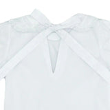 Long Sleeve Lace Peter Pan Collared Tie Back Blouse