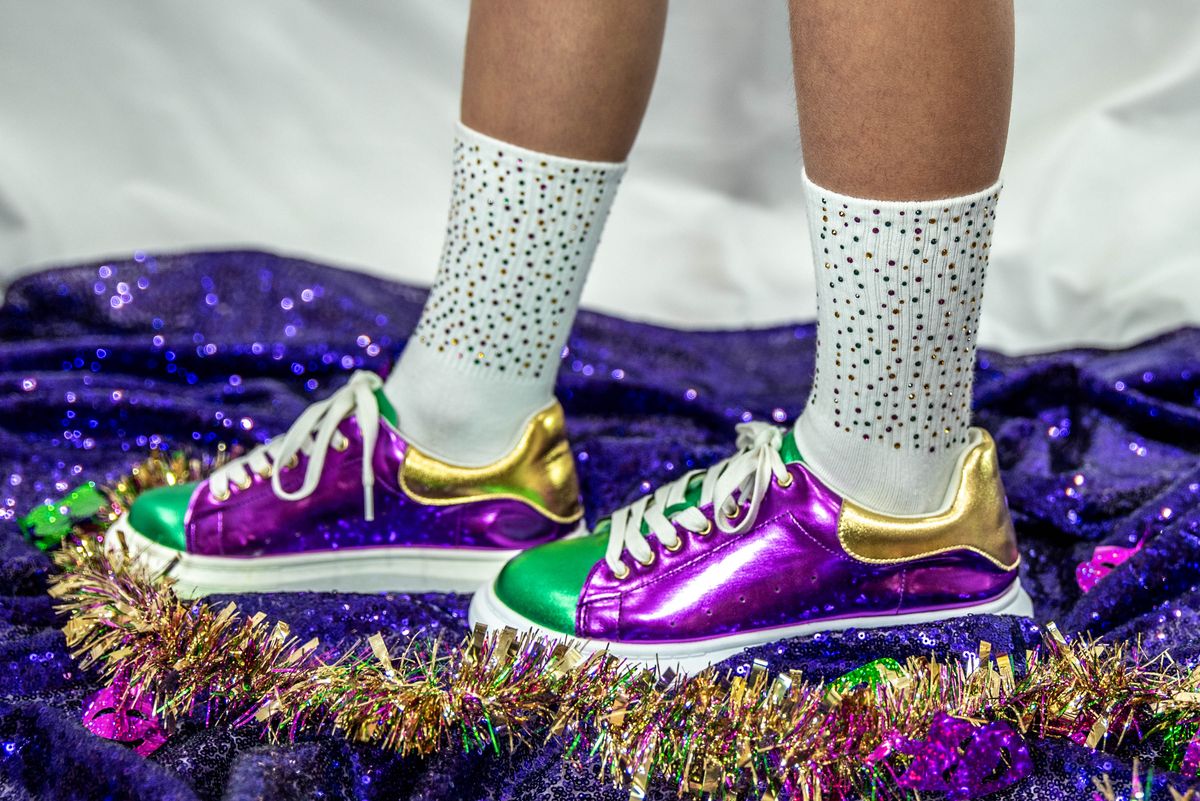 Mardi Gras Rhinestone Socks