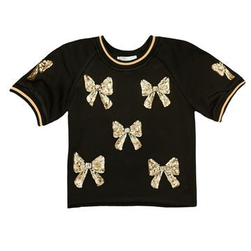 Black and Gold Sequin Bow Skirt Set