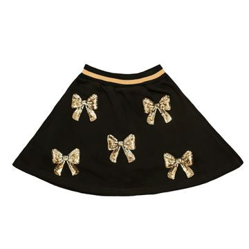 Black and Gold Sequin Bow Skirt Set