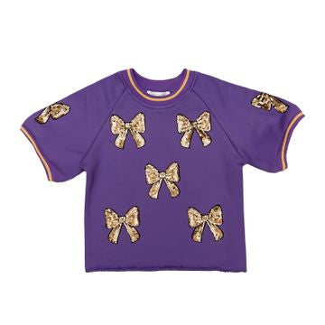 Purple and Gold Sequin Bow Skirt Set