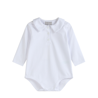 White Collard Long Sleeve Onesie