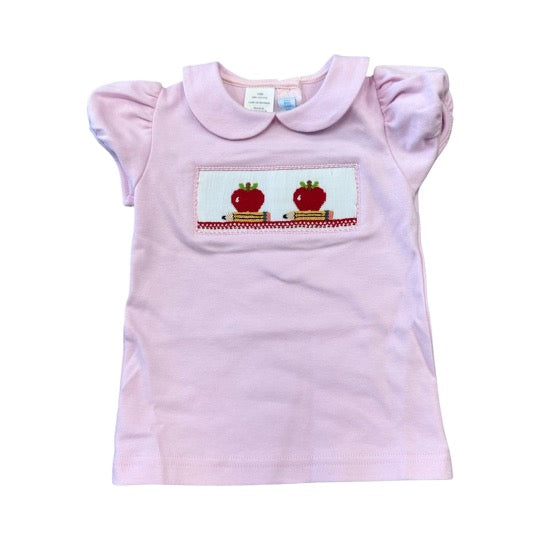 Light pink smocked apple shirt